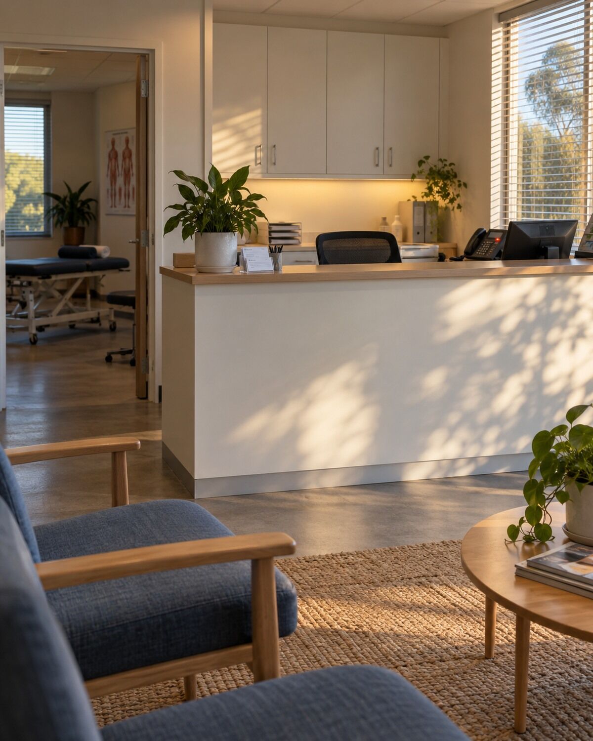 A quiet clinic reception desk